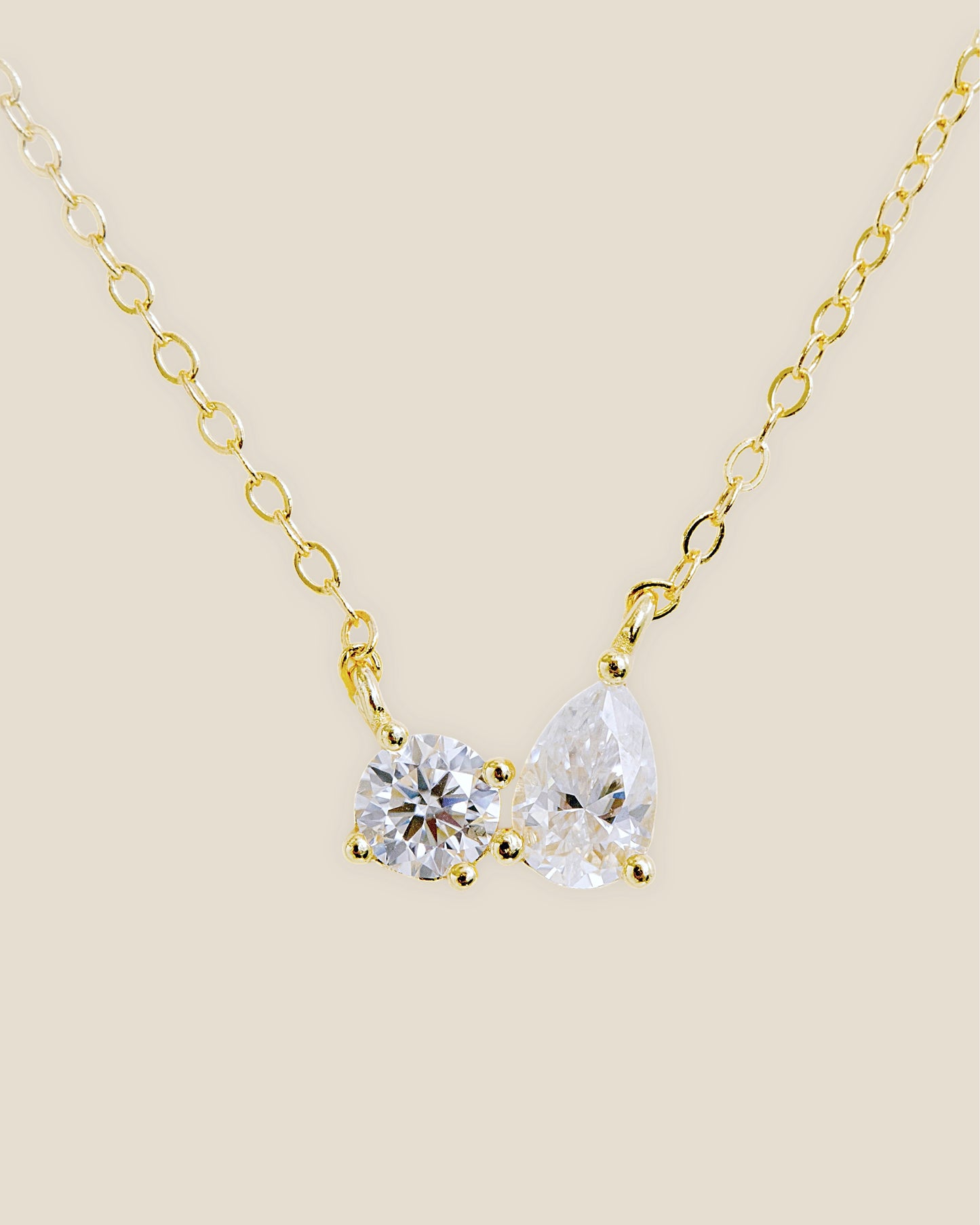Sophie Round and Pear Cut Moissanite Necklace